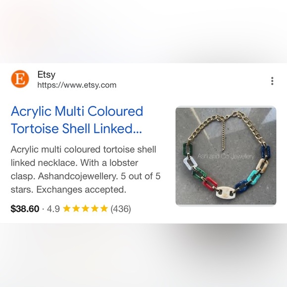 353 NWT $39 Boho Multicolor Chunky Acrylic Link Gold Hardware Necklace (size OS) - Picture 9 of 9